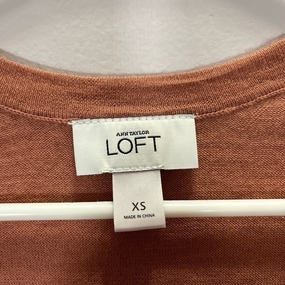 Ann Taylor LOFT Women’s Peach Pink Wool Blend Sequin Button Front Cardigan - Picture 12 of 14